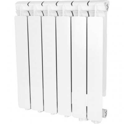 Алюминиевый радиатор STOUT Bravo 500, 6 секций, нижнее правое подключение, белый