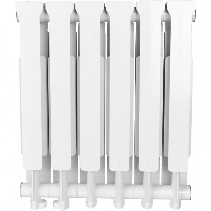 Алюминиевый радиатор STOUT Bravo 500, 6 секций, нижнее правое подключение, белый