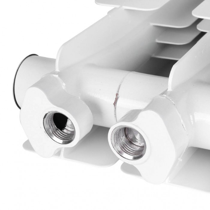 Алюминиевый радиатор STOUT Bravo 500, 6 секций, нижнее правое подключение, белый