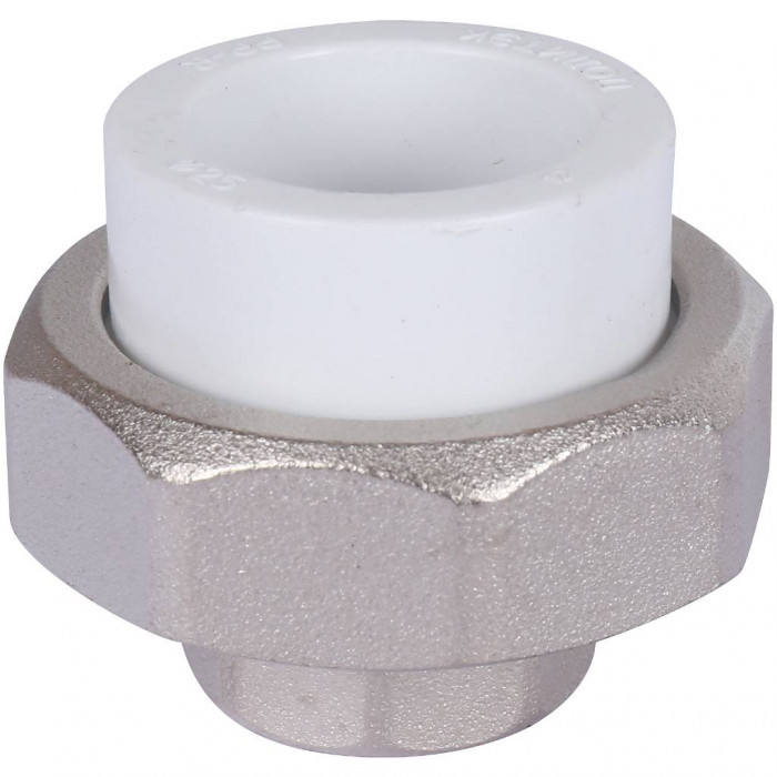 Политэк 25х1/2 Муфта разъемная с внутренней резьбой для полипропиленовых труб под сварку (цвет белый)