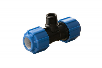 Тройник Политэк (ТПК-АКВА) с наружной резьбой 32х1/2 х32