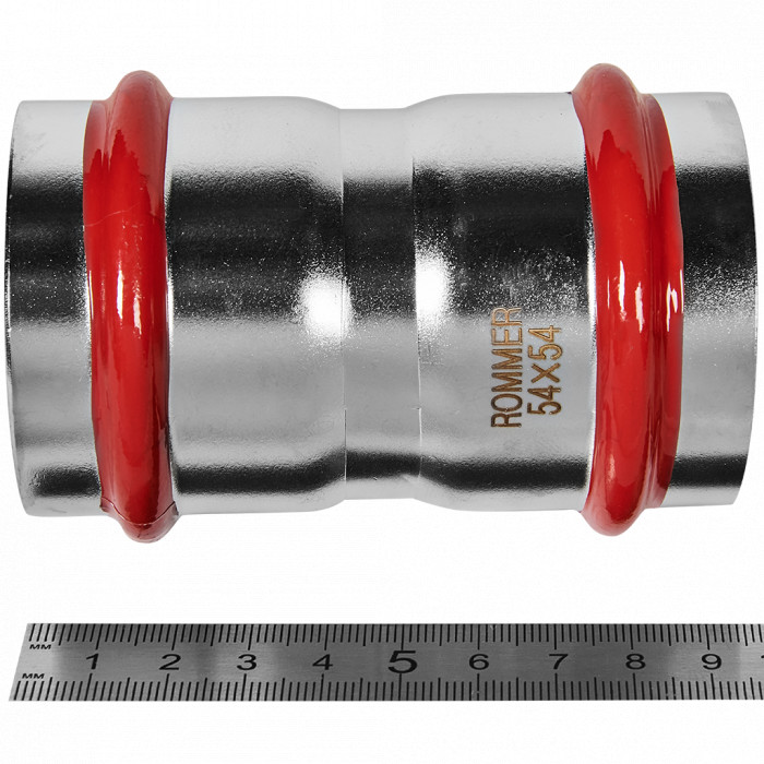 ROMMER RSS-0017-000054 Муфта равнопроходная, 54, из нержавеющей стали прессовой