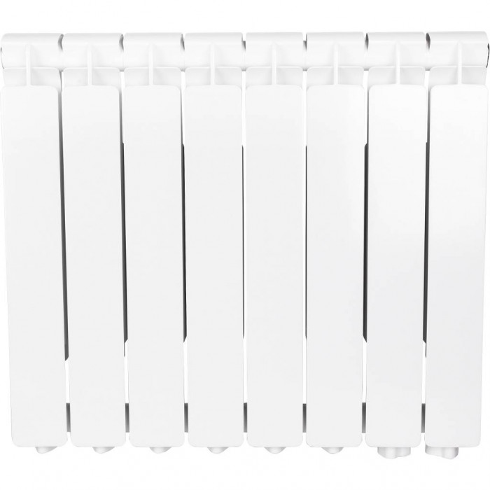 Алюминиевый радиатор STOUT Bravo 500, 8 секций, нижнее правое подключение, белый