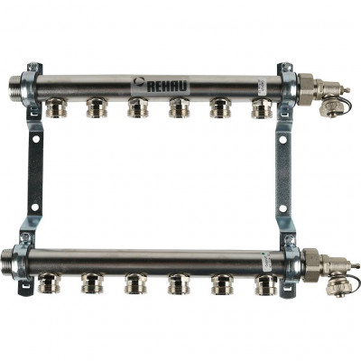 Распределительный коллектор REHAU HLV на 6 групп нержавеющая сталь (11102081001)
