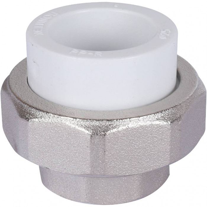 Политэк 25х3/4 Муфта разъемная с внутренней резьбой для полипропиленовых труб под сварку (цвет белый)