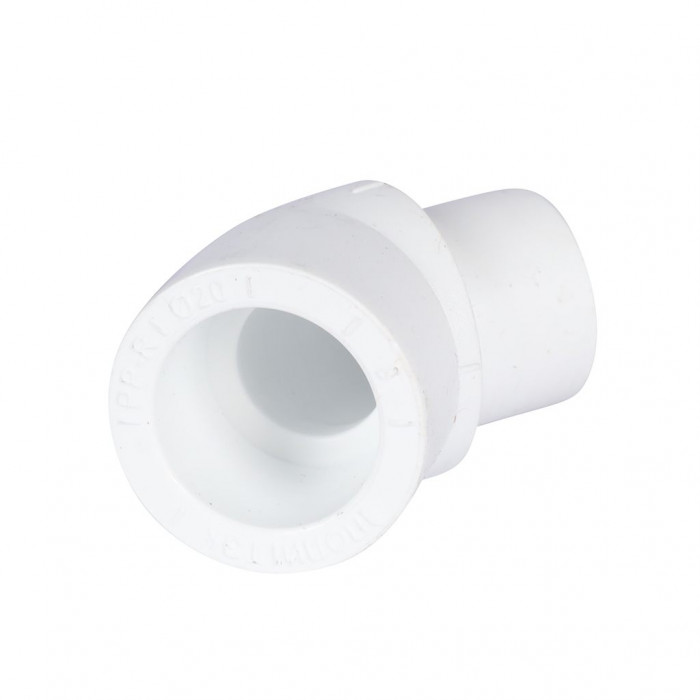 Политэк 9422002045 Политэк d=20 Угольник 45* внутр./наруж. для полипропиленовых труб под сварку (цвет белый)