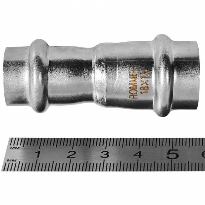 ROMMER RSS-0018-001815 Муфта переходная, 18х15, из нержавеющей стали прессовой