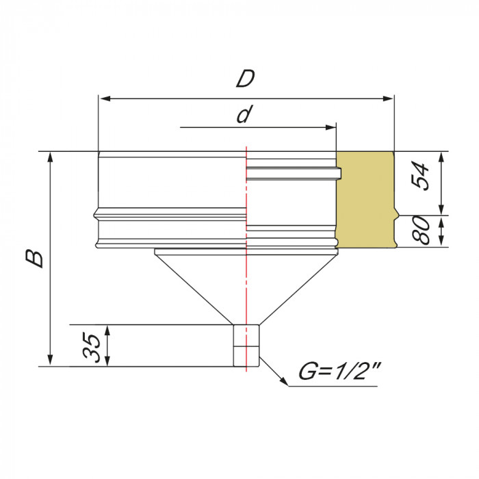 Конденсатосборник D104/300, изоляция 100 мм, AISI 321/304 (Вулкан)