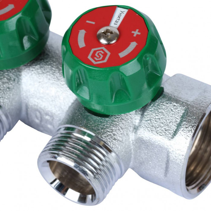 STOUT SMB-6850-013403 STOUT Коллектор регулирующий 1", 3 отвода 3/4" ЕК