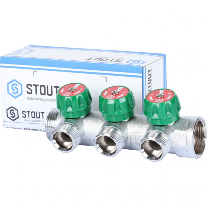 STOUT SMB-6850-013403 STOUT Коллектор регулирующий 1", 3 отвода 3/4" ЕК
