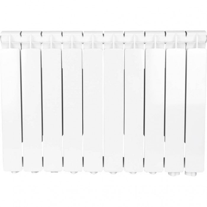 Алюминиевый радиатор STOUT Bravo 500, 10 секций, нижнее правое подключение, белый