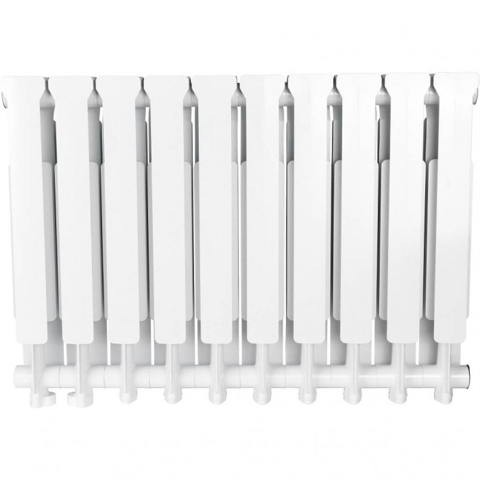 Алюминиевый радиатор STOUT Bravo 500, 10 секций, нижнее правое подключение, белый