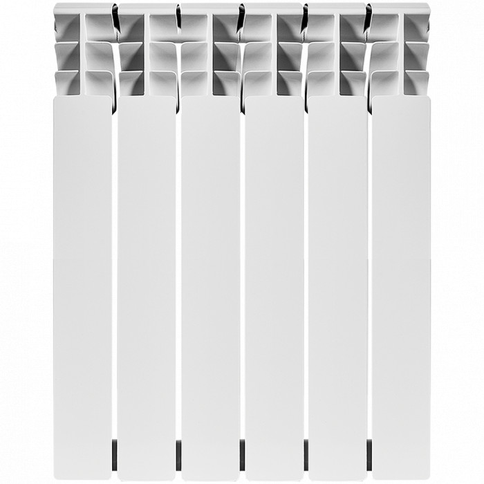 Алюминиевый радиатор ROMMER Plus 500, 6 секций, боковое подключение, белый