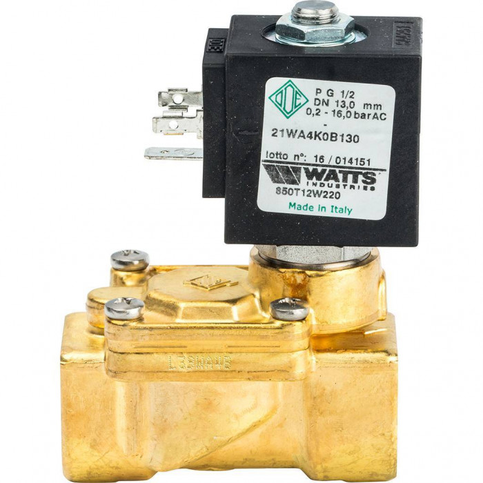 Соленоидный клапан Watts 850Т (850T12W220) для систем водоснабжения 1/2 230V Н.З.