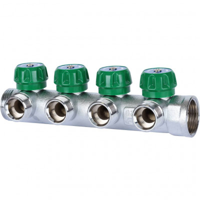 STOUT SMB-6850-013404 STOUT Коллектор регулирующий 1&quot;, 4 отвода 3/4&quot; ЕК