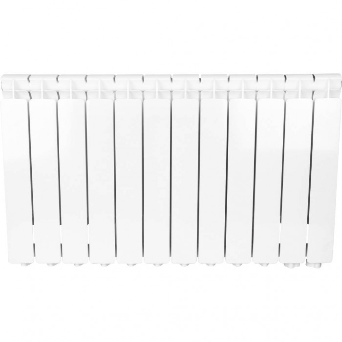 Алюминиевый радиатор STOUT Bravo 500, 12 секций, нижнее правое подключение, белый