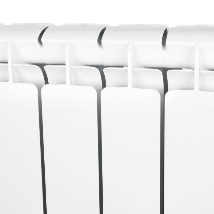 Алюминиевый радиатор STOUT Bravo 500, 12 секций, нижнее правое подключение, белый