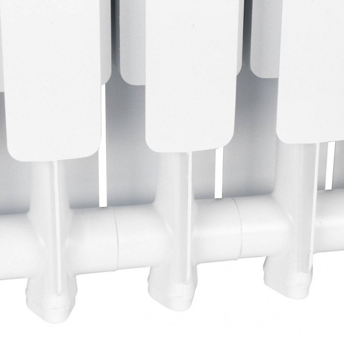 Алюминиевый радиатор STOUT Bravo 500, 12 секций, нижнее правое подключение, белый