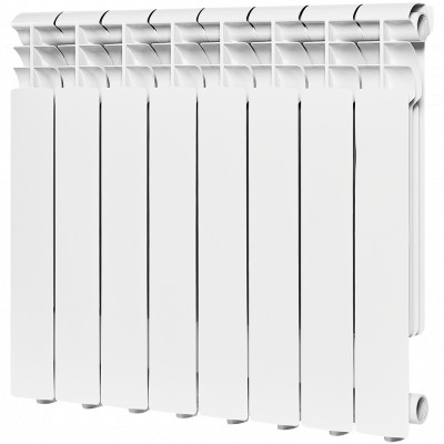 Алюминиевый радиатор ROMMER Profi 500, 8 секций, боковое подключение, белый