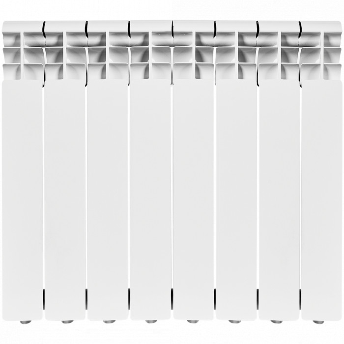 Алюминиевый радиатор ROMMER Profi 500, 8 секций, боковое подключение, белый
