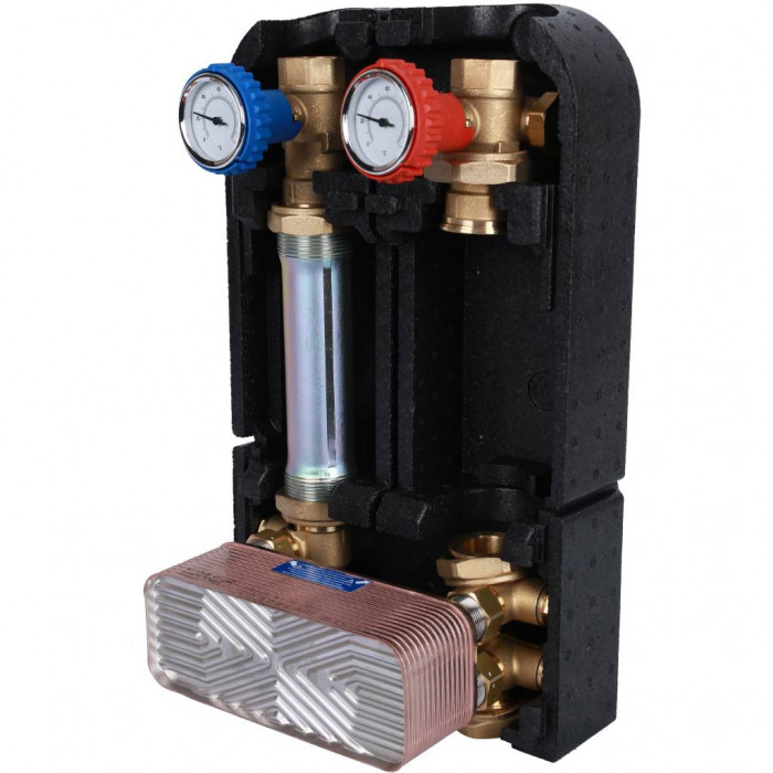 Насосная группа STOUT SDG-0038 с теплообменником 28 пластин, без насоса в теплоизоляции