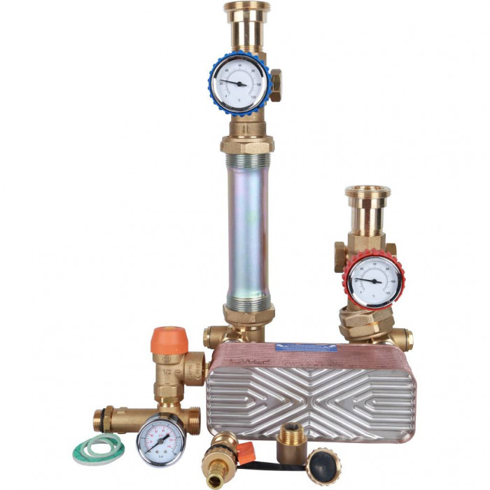 Насосная группа STOUT SDG-0038 с теплообменником 28 пластин, без насоса в теплоизоляции