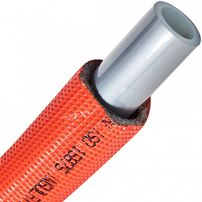 Труба STOUT 25х3,5 (бухта 50 метров) PEX-a из сшитого полиэтилена с кислородным слоем, серая в теплоизоляции (красная)