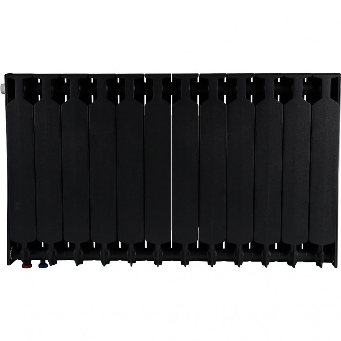 Биметаллический радиатор RIFAR SUPReMO VENTIL 500, 12 секций, нижнее правое подключение, черный