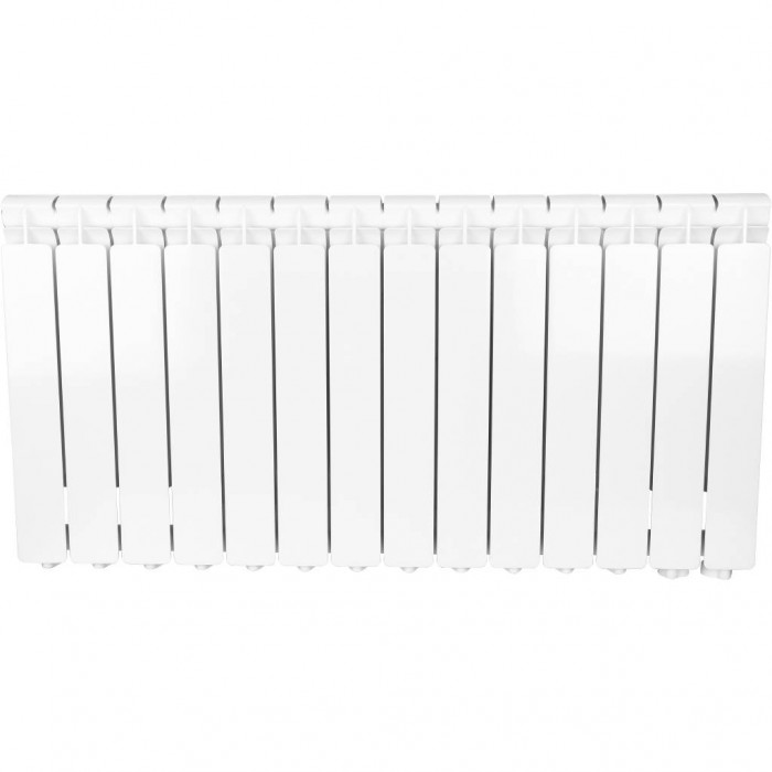 Алюминиевый радиатор STOUT Bravo 500, 14 секций, нижнее правое подключение, белый