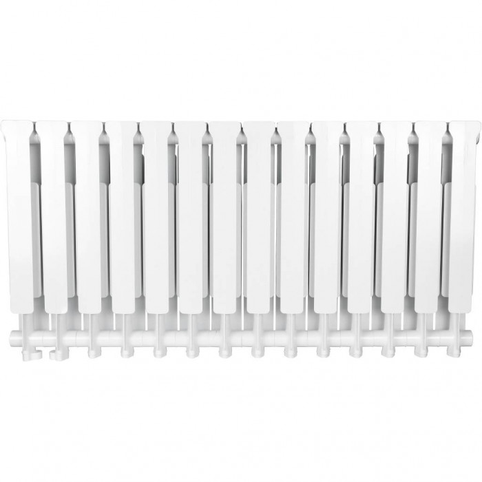 Алюминиевый радиатор STOUT Bravo 500, 14 секций, нижнее правое подключение, белый