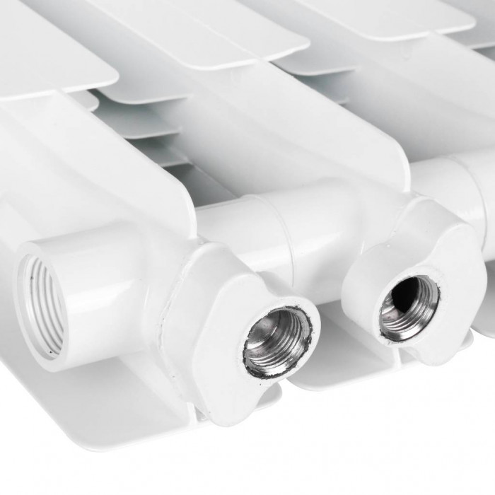 Алюминиевый радиатор STOUT Bravo 500, 14 секций, нижнее правое подключение, белый