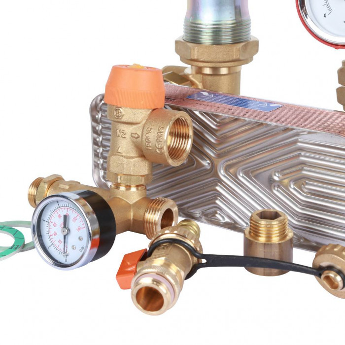 Насосная группа STOUT SDG-0038 с теплообменником 18 пластин, без насоса в теплоизоляции