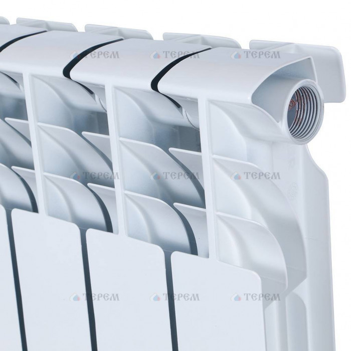 Биметаллический радиатор ROMMER Plus 500, 8 секций, боковое подключение, белый