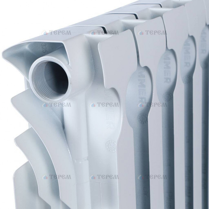 Биметаллический радиатор ROMMER Plus 500, 8 секций, боковое подключение, белый