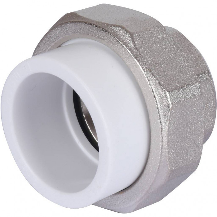 Политэк 32х1 Муфта разъемная с внутренней резьбой для полипропиленовых труб под сварку (цвет белый)