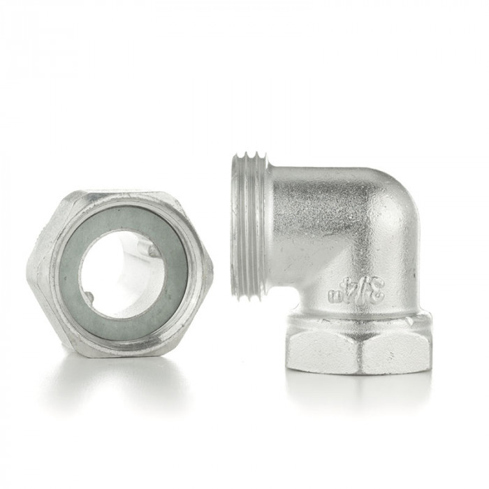 Разъемное соединение угловое, американка, НВ 1/2", TIN латунь