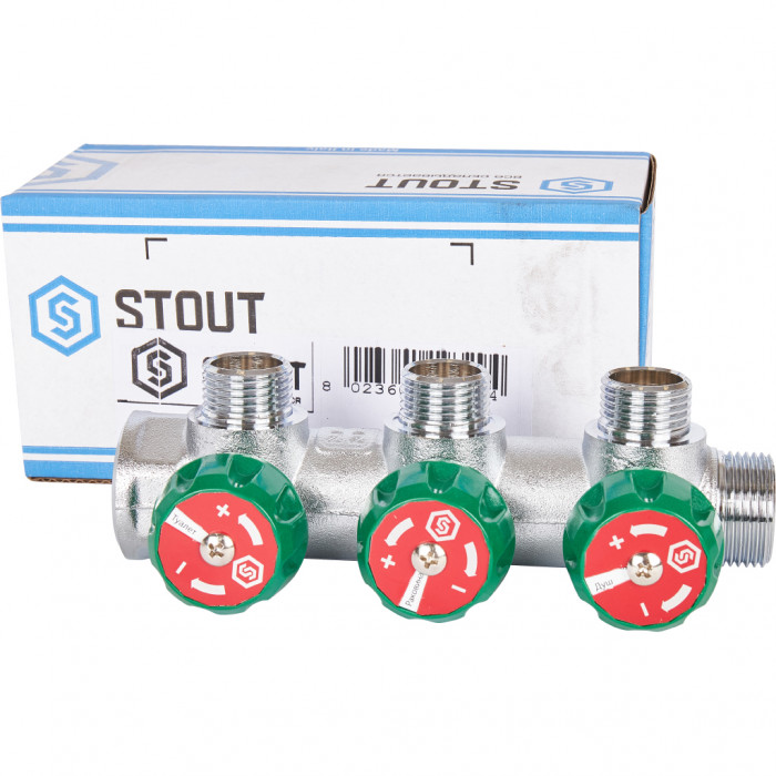 STOUT SMB-6850-341203 STOUT Коллектор регулирующий 3/4", 3 отвода 1/2"