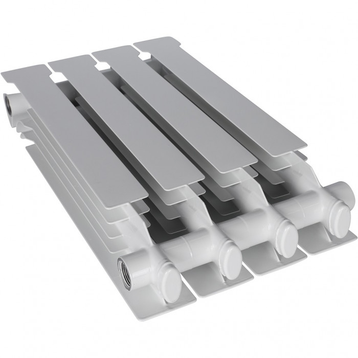 Алюминиевый радиатор STOUT VEGA 500, 4 секций, боковое подключение, белый