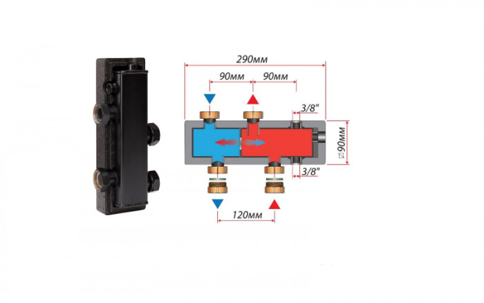 Разделительный модуль (гидрострелка) Huch EnTEC (Хух ЭнТЕК) до 55 кВт ЕСО MHK 20 (max 2 м3/ч) (арт.106.01.020.01)