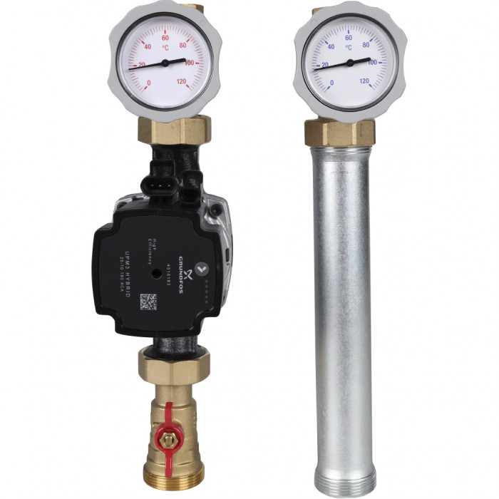 Насосная группа Meibes V-UK 1 с насосом Grundfos UPM3 Hybrid 25-70, без смес., слева