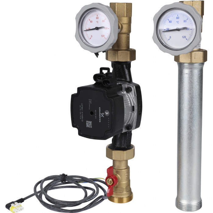 Насосная группа Meibes V-UK 1 с насосом Grundfos UPM3 Hybrid 25-70, без смес., слева