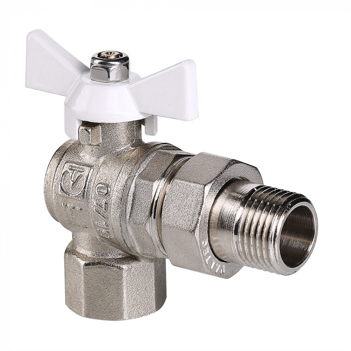 Valtec VT.228.NW.04 Кран шаровой VALTEC BASE угловой с полусгоном и белой ручкой 1/2"
