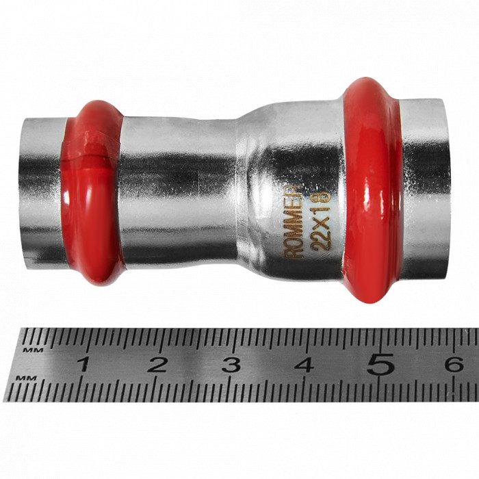 ROMMER RSS-0018-002218 Муфта переходная, 22х18, из нержавеющей стали прессовой