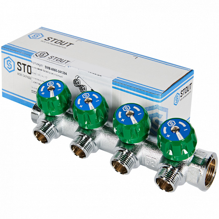 STOUT SMB-6850-341204 STOUT Коллектор регулирующий 3/4", 4 отвода 1/2"