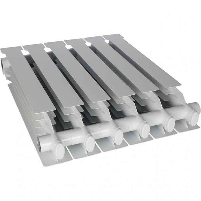 Алюминиевый радиатор STOUT VEGA 500, 6 секций, боковое подключение, белый