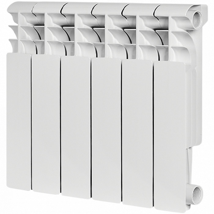 Алюминиевый радиатор ROMMER Profi 350, 6 секций, боковое подключение, белый