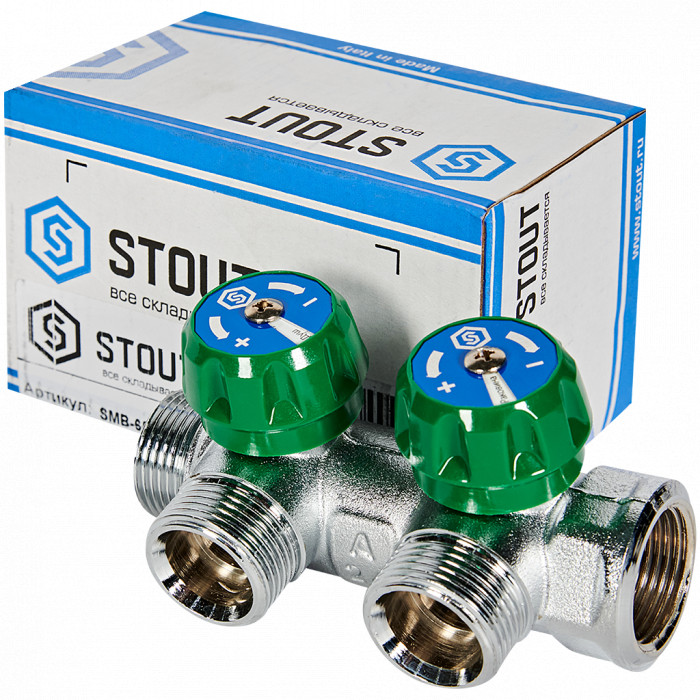 STOUT SMB-6850-343402 STOUT Коллектор регулирующий 3/4", 2 отвода 3/4"ЕК