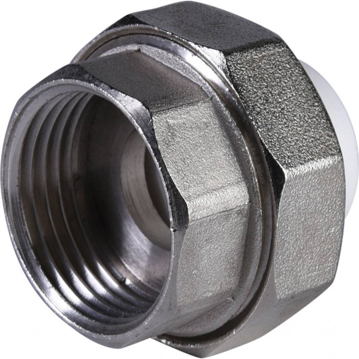 Политэк 20х1 Муфта разъемная с наружной резьбой для полипропиленовых труб под сварку (цвет белый)