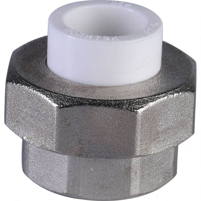 Политэк 20х1 Муфта разъемная с наружной резьбой для полипропиленовых труб под сварку (цвет белый)