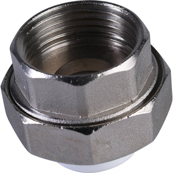 Политэк 20х1 Муфта разъемная с наружной резьбой для полипропиленовых труб под сварку (цвет белый)